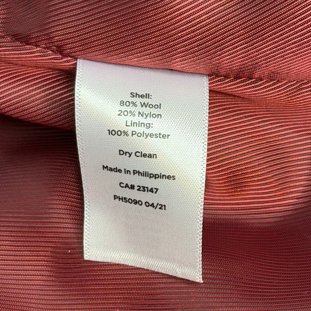 Talbots Magenta Wool Blend Double Breasted Pea Coat Boucle Womens Petite Size 8P - Picture 8 of 12